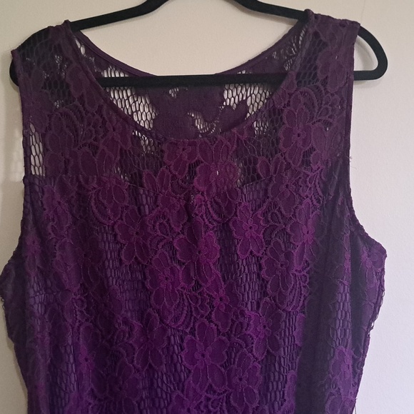 #*24 NBW size 18 Bright purple Laced ๐ party dress With ribon belt free ๐ gift - Picture 3 of 8